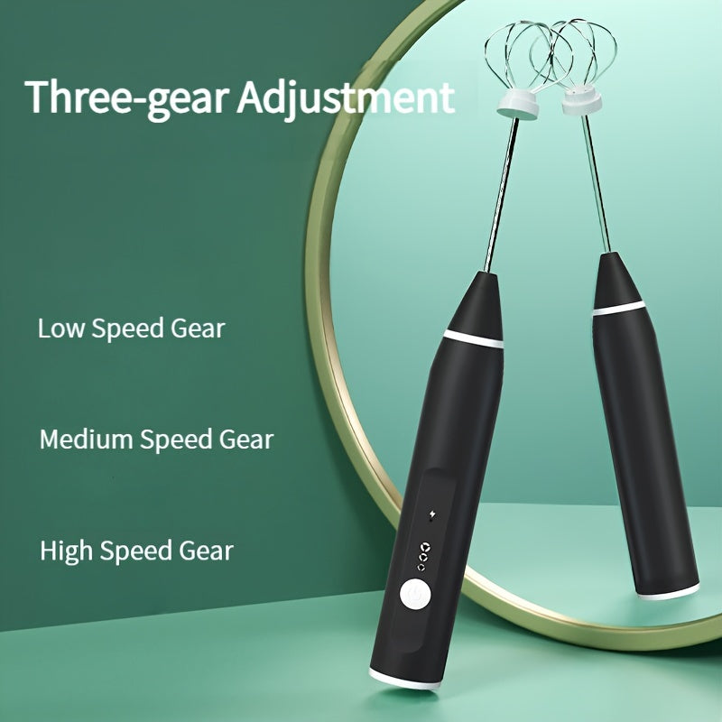 Portable Electric Milk Frother Handheld USB Rechargeable Coffee Mixer