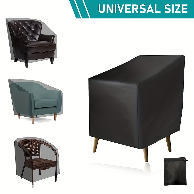 Outdoor Waterproof Garden Chair Cover Black Nylon Drawstring Patio Balcony All-Weather