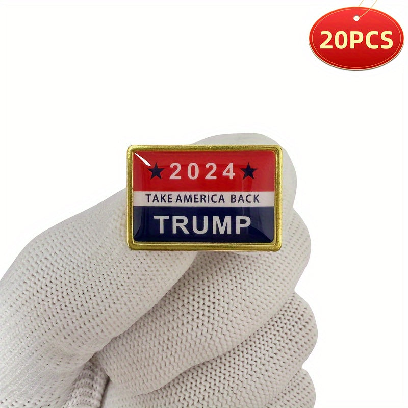 Set of 20 Vintage-Style Alloy Square Trump 2024 Campaign Pins