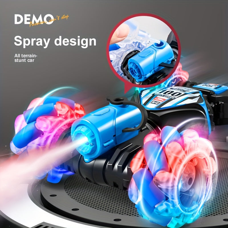 Gesture Sensing RC Car with Spray Emission Climbing Stunts Weatherproof Flashing Lights Blue Black