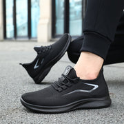 Men's Casual Athletic Sneakers Breathable Knit Upper Non-Slip Rubber Sole Lightweight Black White