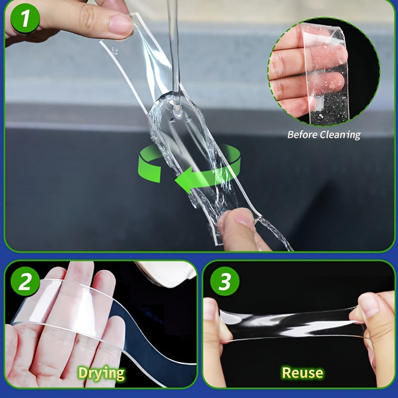 7m Transparent Nano Double-Sided Tape Waterproof Reusable Durable Adhesive for DIY Home Kitchen Bathroom