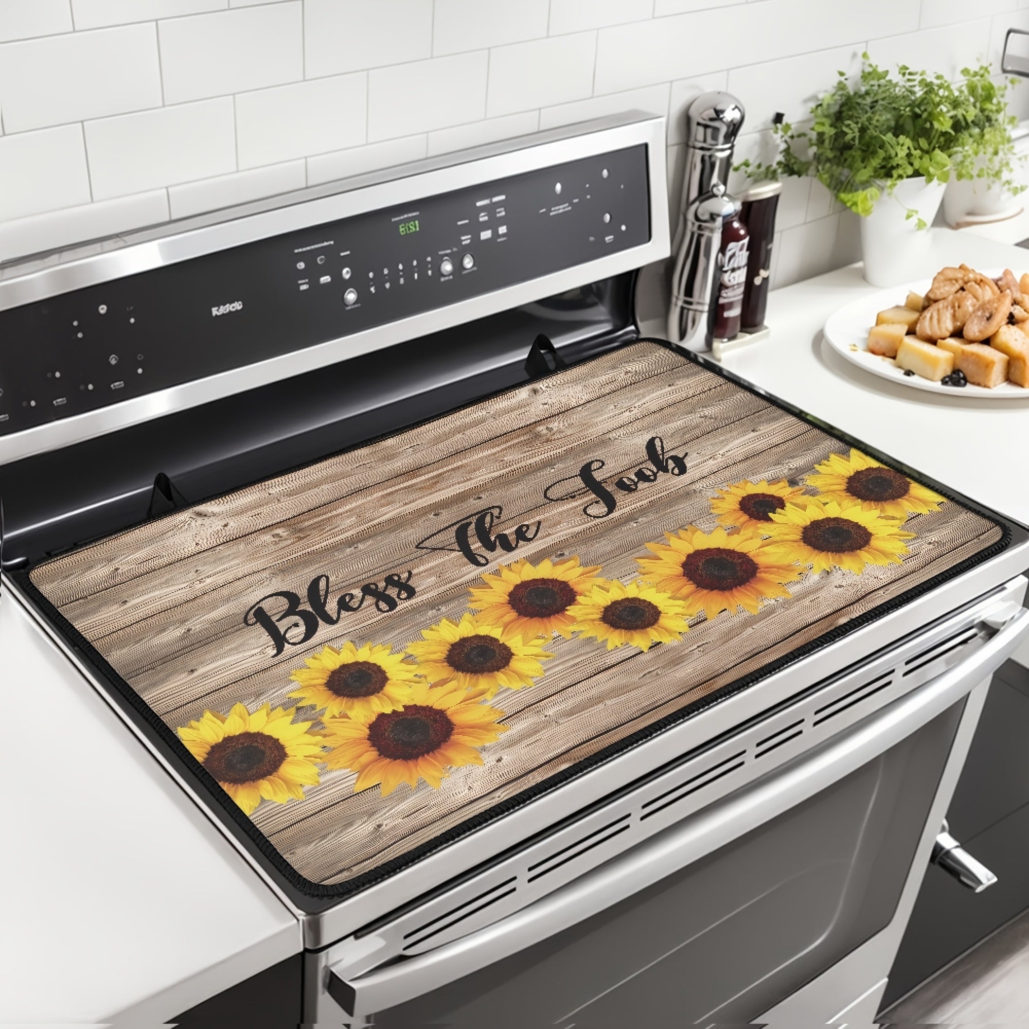 Wood Pattern Stove Cover Non-Slip Heat-Resistant Scratch Protection for Glass Ceramic Surfaces