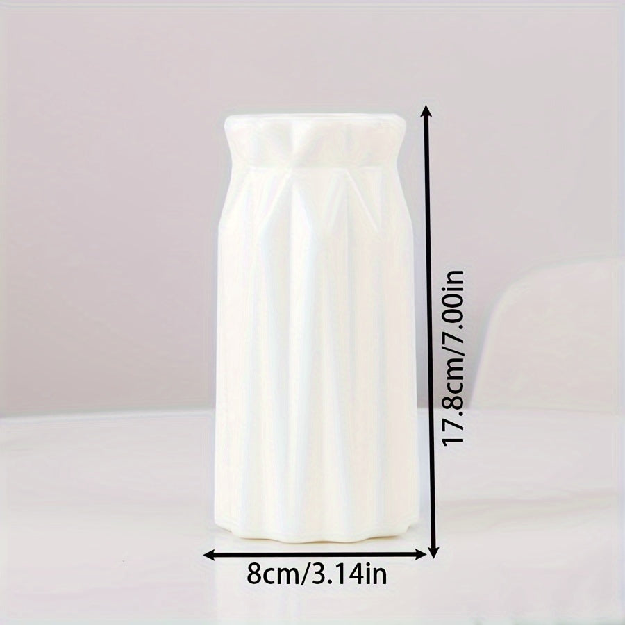 Nordic-Style Plastic Vase with Ceramic Look for Home Decor and Dining