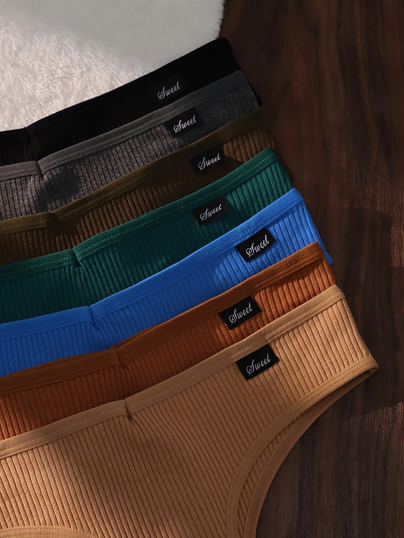 Women's Seamless Ribbed Solid Briefs Set of 7 Breathable Comfortable Panties