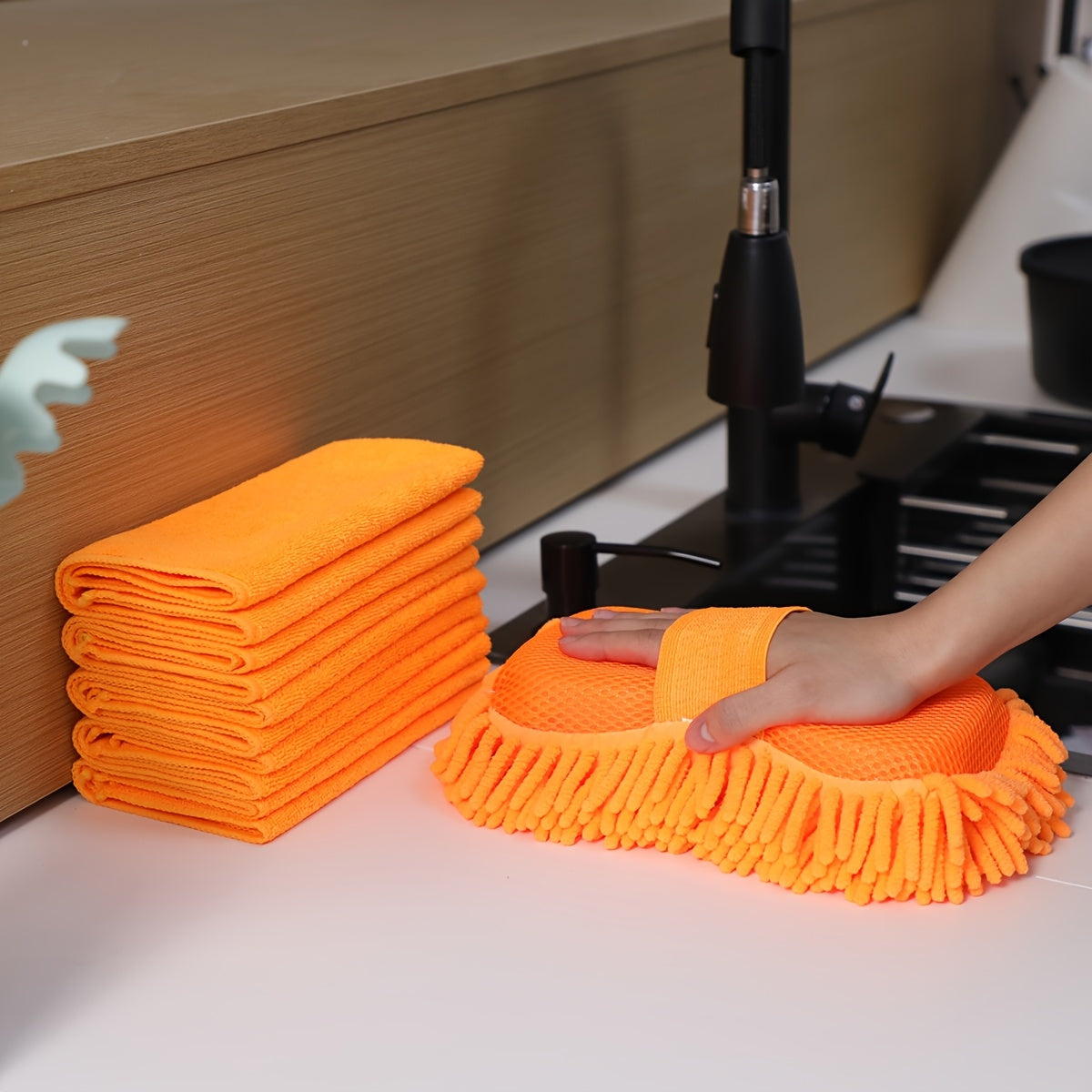 Microfiber Car Wash Sponge and Towel Set 6pcs Soft Reusable Scratch-Free