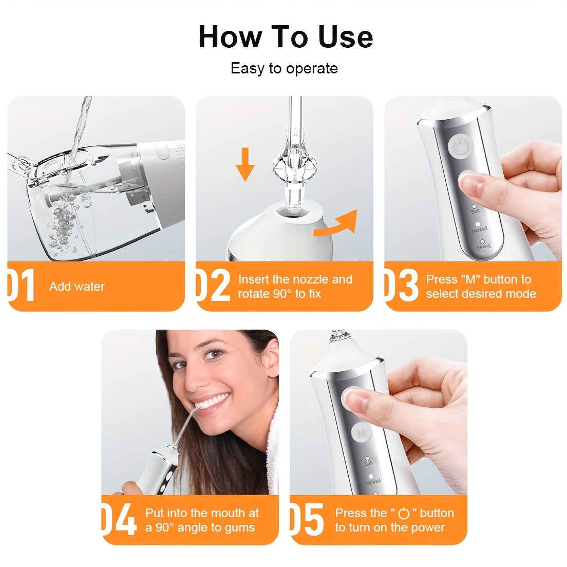 Cordless Dental Water Flosser Portable Rechargeable Oral Irrigator