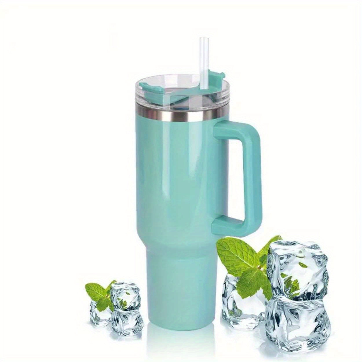 Rainbow Gradient 40 oz Insulated Travel Mug with Handle and Straw