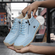 Women's Light Blue Casual Ankle Boots with Zipper and Non-Slip Sole