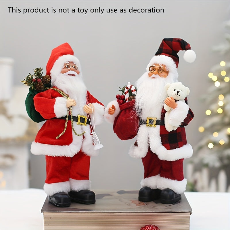 12 dyuymli Santa figurasi qizil va qora kiyimda Rojdestvo uy bezaklari stol usti ko'rgazmasi