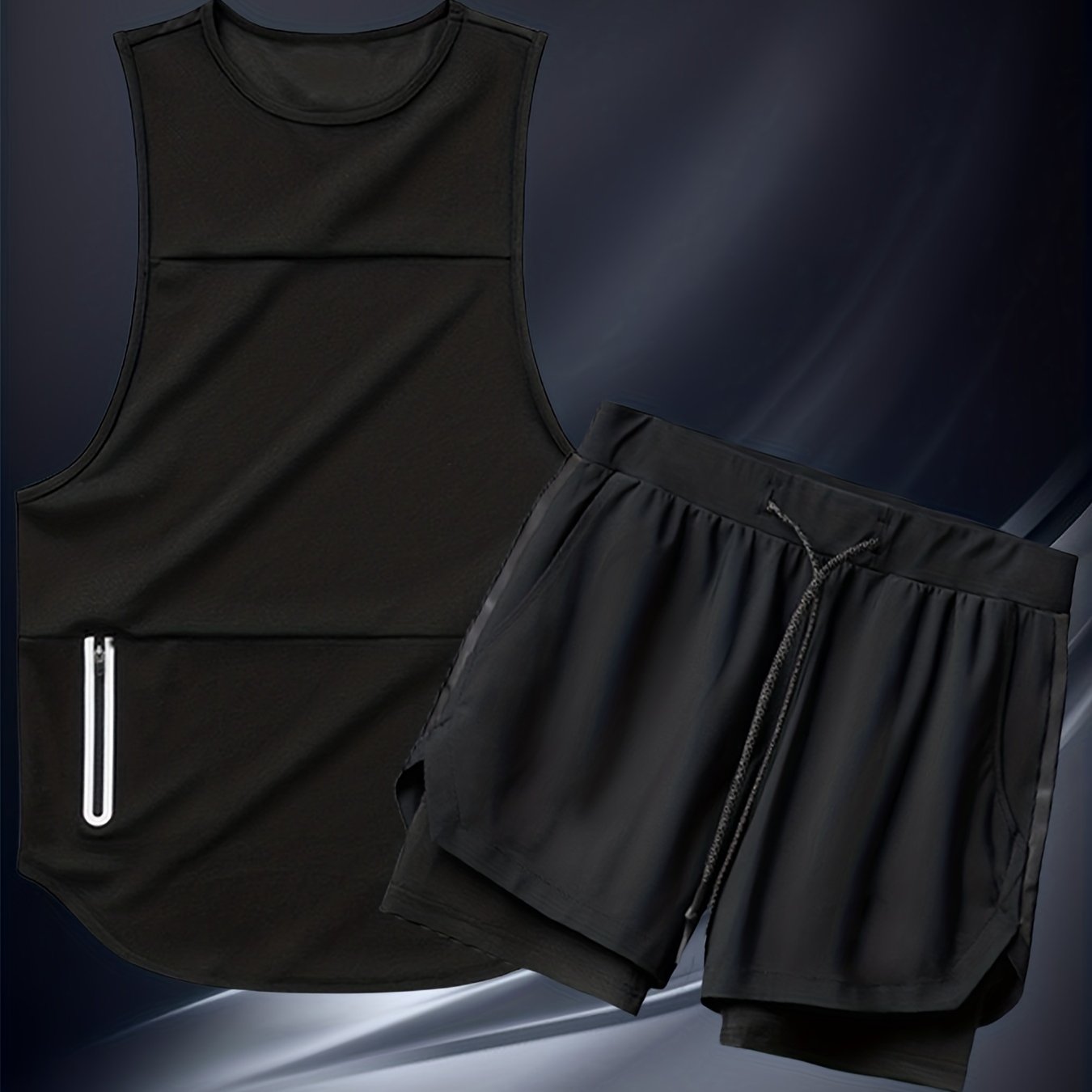 Men's Camo Polyester Sleeveless Sports Suit for Running and Fitness