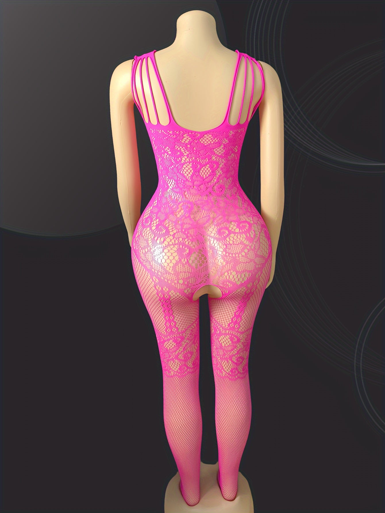 Women's High Stretch Floral Lace Sheer Mesh Bodysuit with Open Crotch