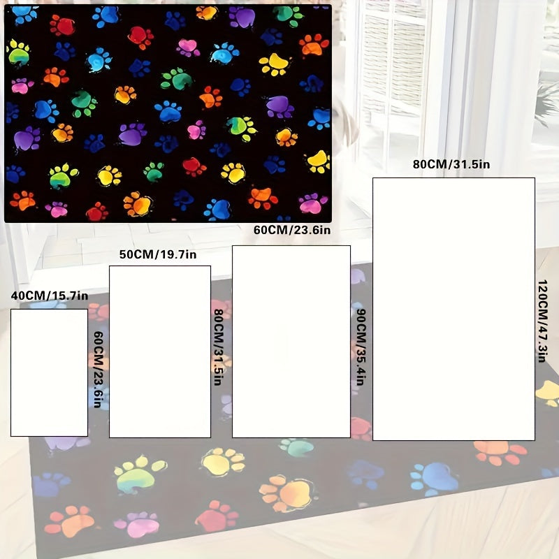 Яркий дверной коврик с принтом лапы и нескользящей подложкой — устойчив к маслу, воде и пятнам, идеально подходит для прихожих, кухонь, гостиных, прачечных и ванных комнат — полиэстеровый коврик, который легко чистить, для домашнего декора
