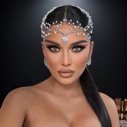 Beaded Hair Comb for Women with Rhinestone Pendant and Alloy Chain Bridal Hair Accessory