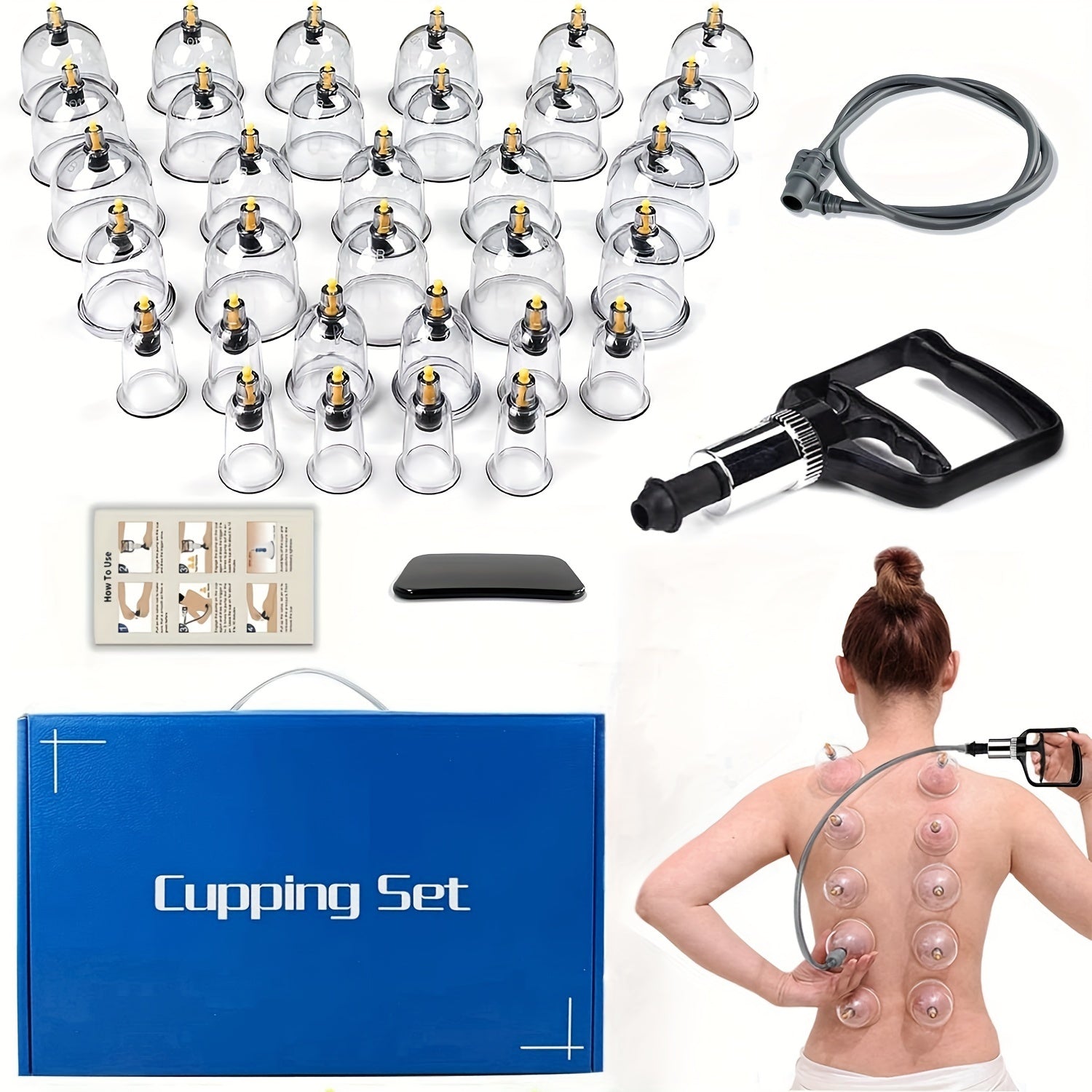 Blue Gift Box with 24/32 Cans and High-Quality Cupping Device Black Pearl Lining
