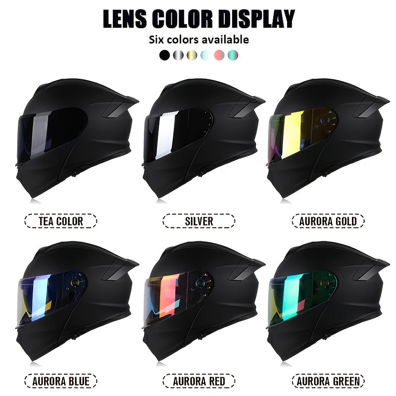 Motorcycle Helmet with Dual Visors Detachable Face Shield Black Red Pink Safety ABS Resin