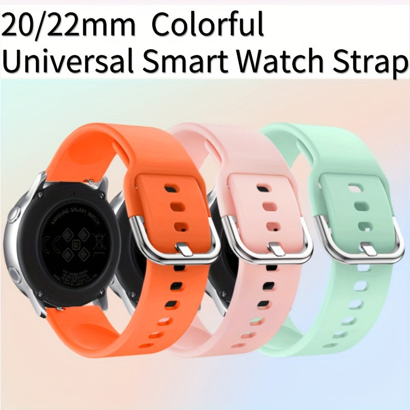 20/22mm Silicone Smartwatch Band with Quick Release Buckle for Samsung Galaxy and More Colorful Replacement Strap