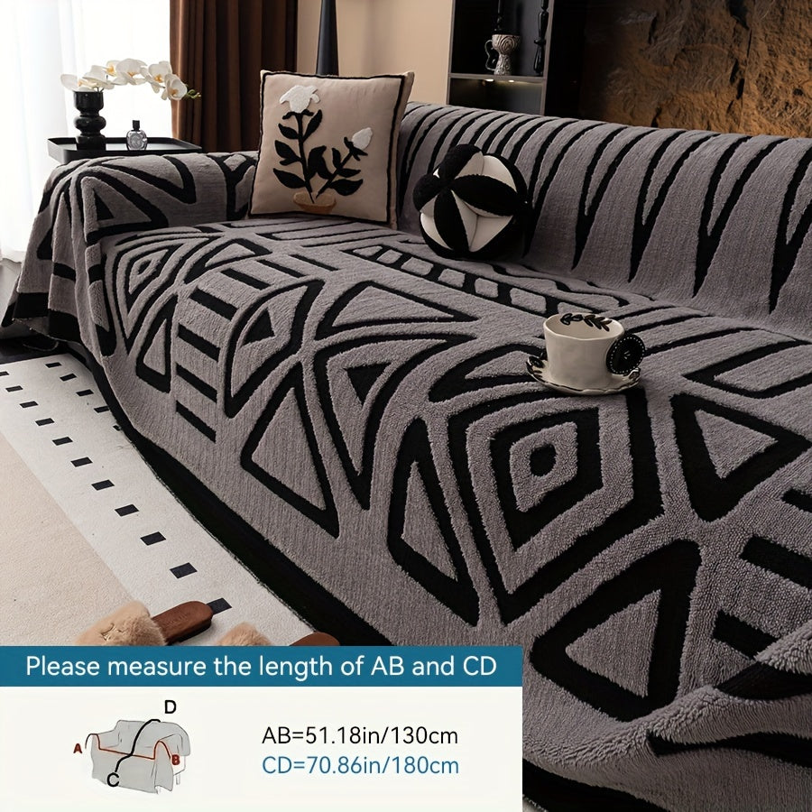 Чехол на диван Glam Style Sherpa, толстый плюш, защитник мебели, моющийся в машине, устойчивый к выцветанию, дружелюбный к питомцам, подходит для кресла, дивана-кровати, 3-4 местного секционного.