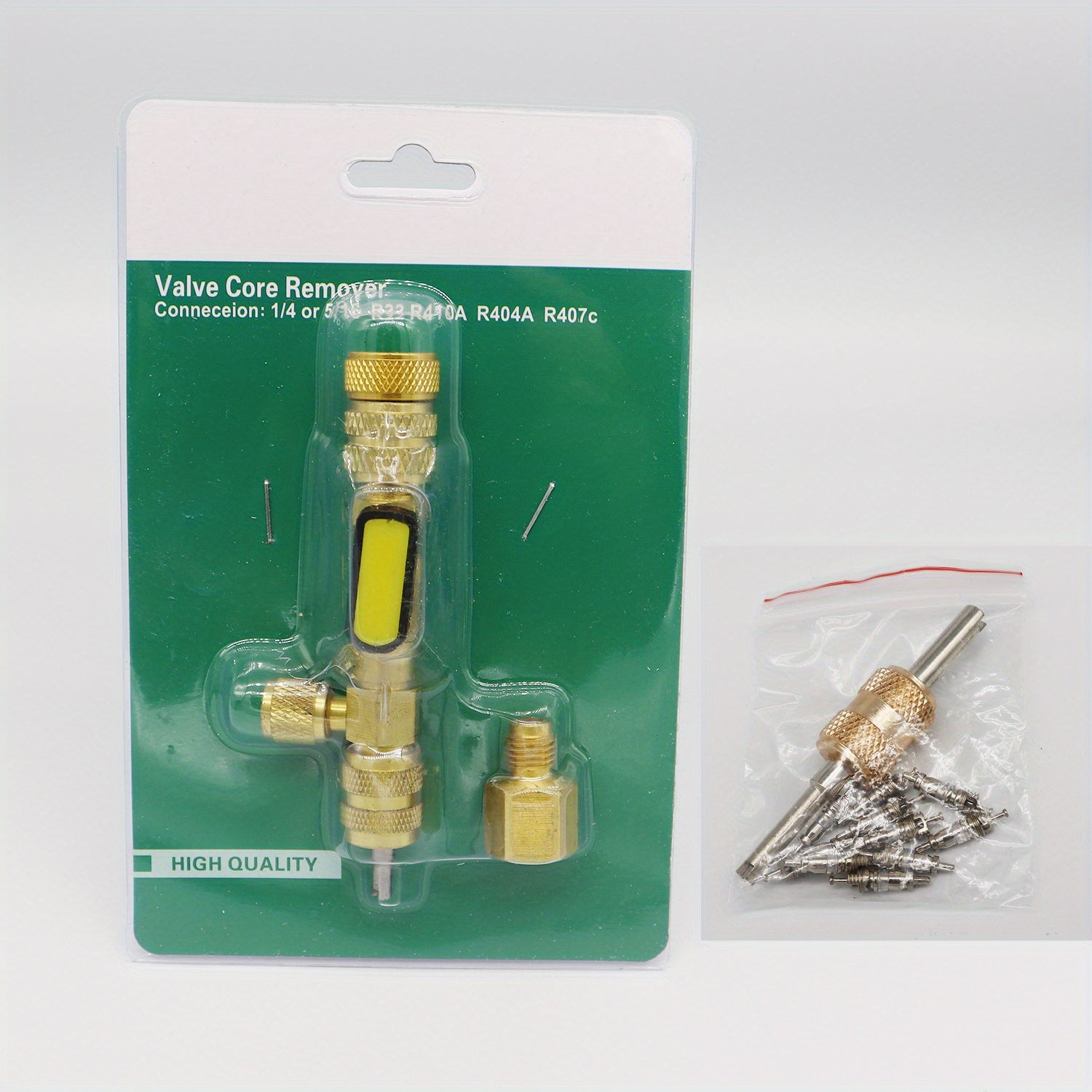 Juego de extractores de válvula para sistemas de refrigeración de aire acondicionado, herramienta de reparación doméstica de 1/4 de pulgada SAE