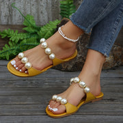 Women's Slip-On Sandals Open-Toe Beach Shoes Cushioned Sole Summer