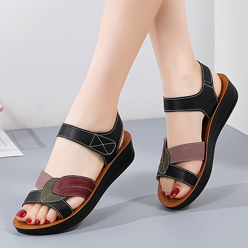 Women's Color Block Flat Shoes Casual Open Toe Summer Sandals
