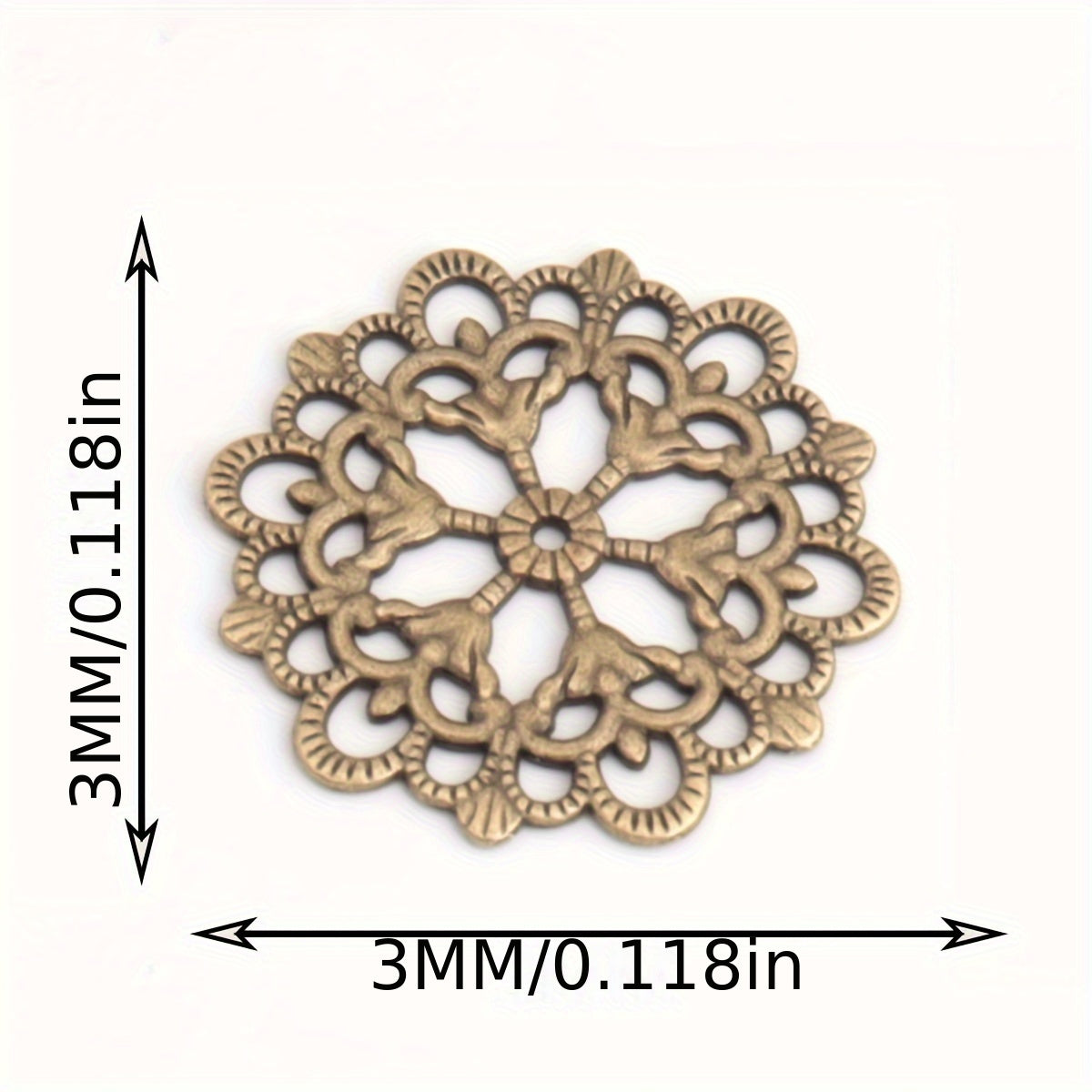 Set of 30 Antique Silver and Gold Hollow Lace Flower Round Pendants 30mm for Jewelry Making and Decorations