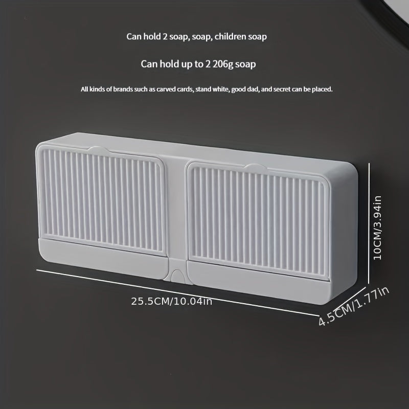 Toʻgʻri burchakli suv o'tkazmaydigan devorga oʻrnatiladigan sovun idishi, qopqogʻi va oqimi bilan, hammom va kir yuvish uchun