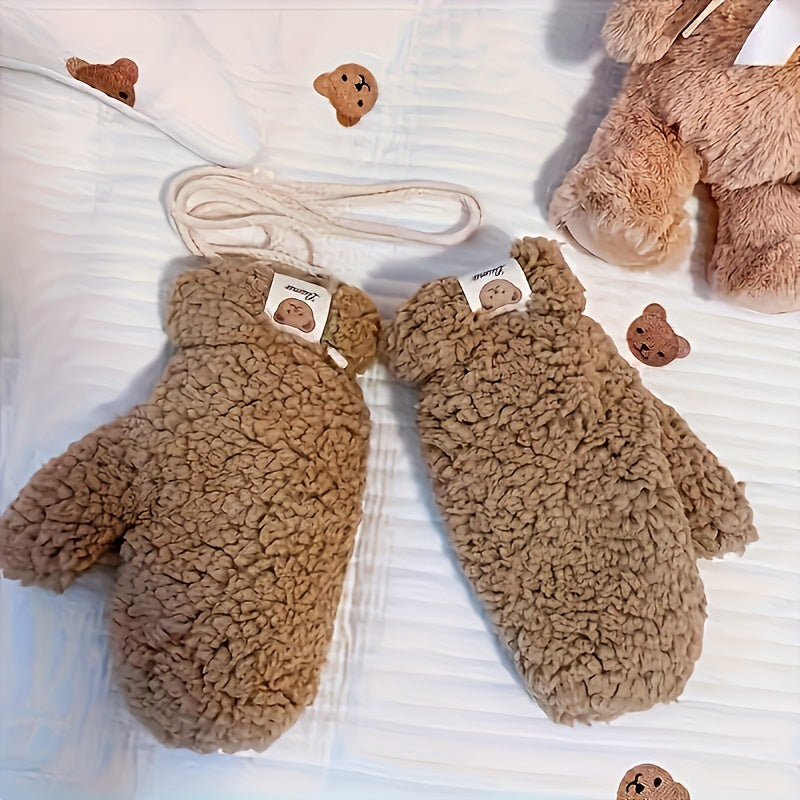 Cashmere Mittens for Women Winter Warm Cozy Soft Animal Pattern