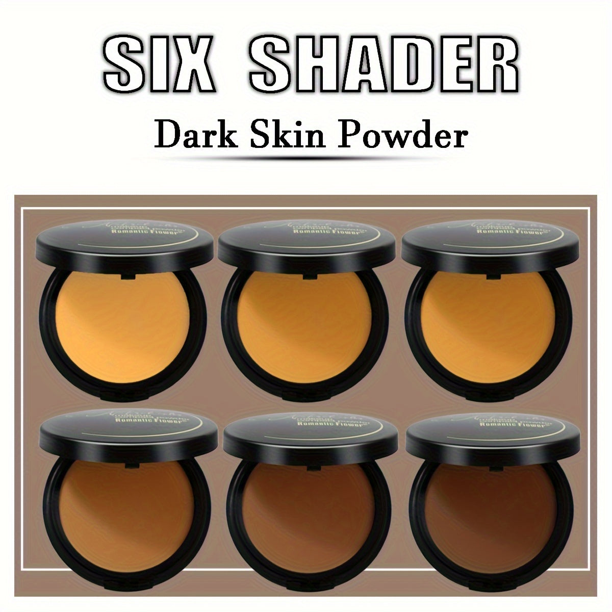 Polvo prensado mate para mujer, resistente al agua, cobertura total para piel oscura