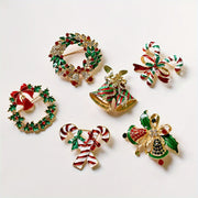 Holiday Bell Wreath Brooch Christmas Decorative Pin for Clothing Stylish Accessory