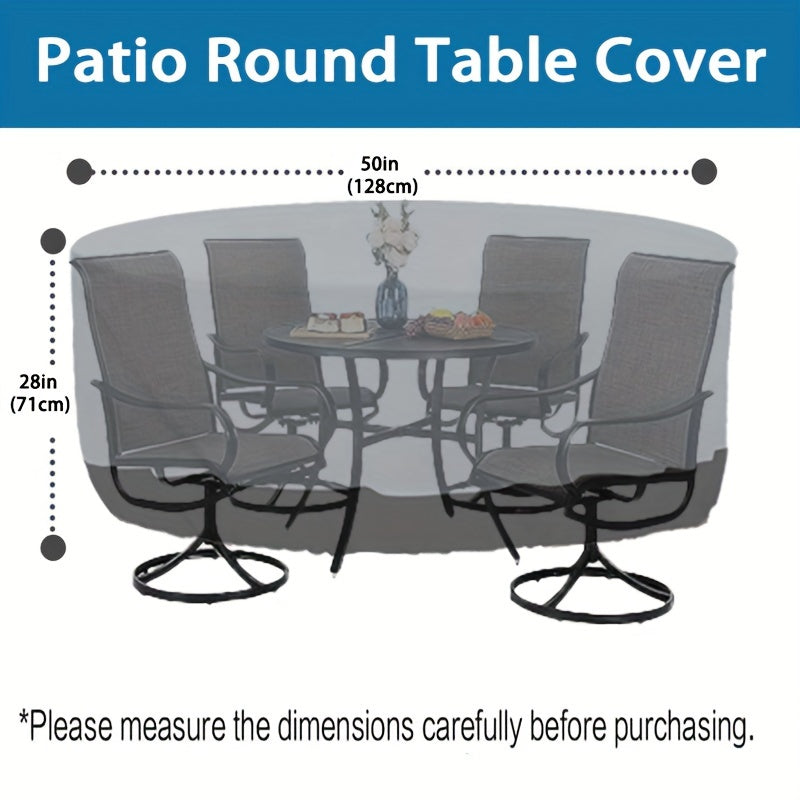 Round Patio Furniture Cover 210D Oxford Cloth Waterproof All-Season Outdoor Protection