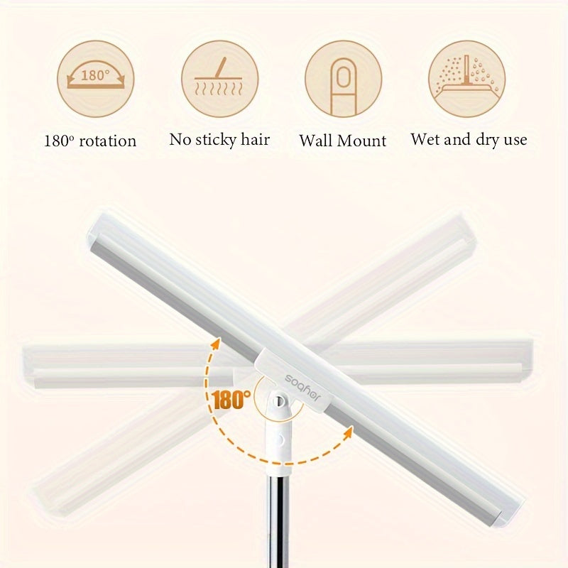 Bir parcha ko'p maqsadli silikon squeegee, sozlanadigan tutqich bilan - 154.43 sm plastik va zanglamaydigan po'latdan yasalgan supurgi, pol, deraza, devor va shisha tozalash uchun - uy, avtomobil va uy hayvonlari sochlarini olib tashlash uchun mukammal