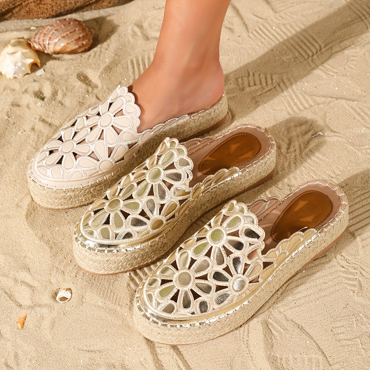 Women’s Floral Espadrille Wedge Shoes Lightweight Summer Beach Vacation