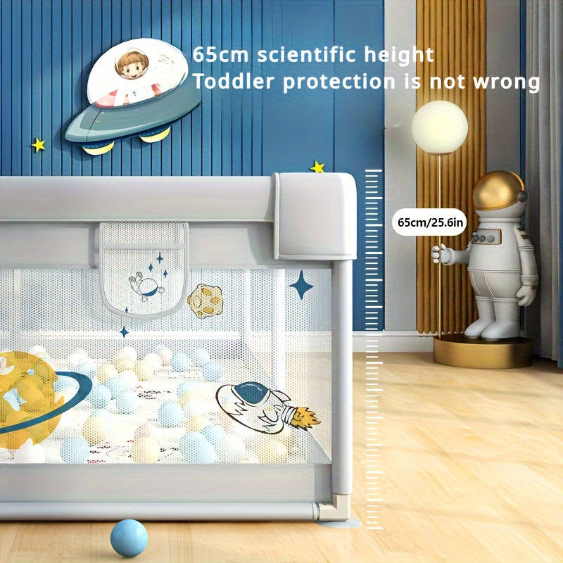 Children's Playpen with Gate Gray 149x180cm Indoor Outdoor Non-Slip Mesh