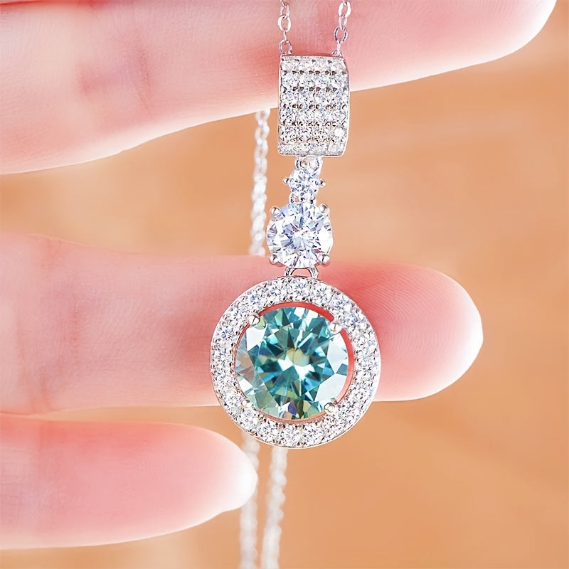 Moissanite Pendant Necklace 5 Carat 18K Gold Plated Sterling Silver Hypoallergenic Engagement Jewelry