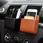 Car Universal PU Leather Air Vent Phone Holder Storage Box Car Interior Accessories