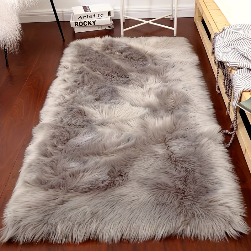 Soft Fluffy Long Plush Bedroom Rug Artificial Fur Washable Living Room and Bedside Decor