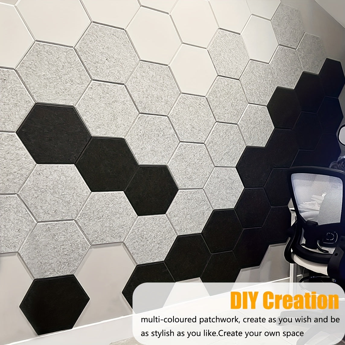 12-Pack Self-Adhesive Hexagonal Acoustic Panels 10.2 x 8.8 Inches for Home Office Studio