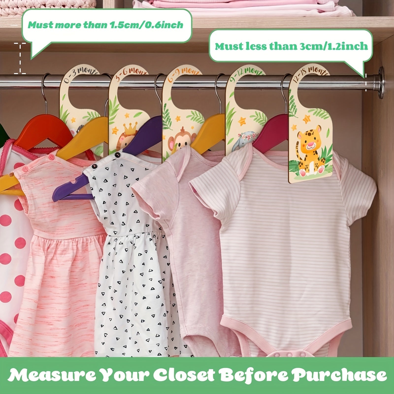 Juego de 8 organizadores de madera para armario para divisores de almacenamiento de ropa de bebé