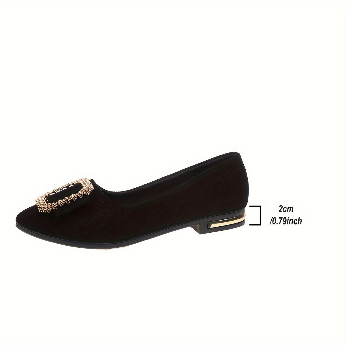 Women's Slip-On Flats with Pointed Toe Sparkling Buckle Lightweight Fabric Spring Shoes
