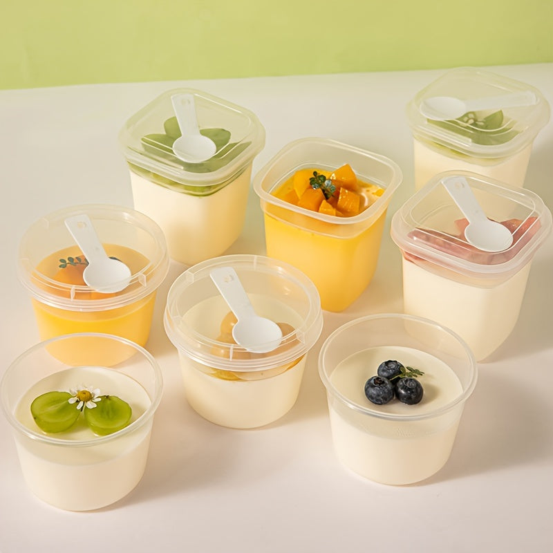 25 Plastic Cups with Lids and Spoons for Desserts Puddings and Yogurt