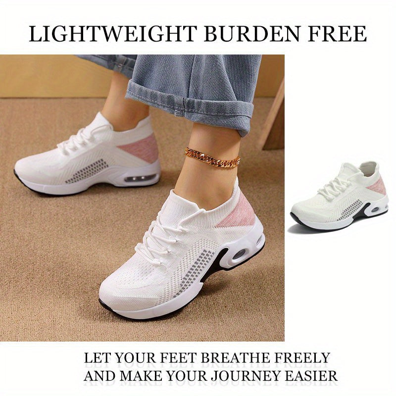 Women Breathable Knit Sock Sneakers Lightweight Casual Walking Shoes Pink White
