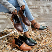 Women's Solid Color Ankle Boots Platform Chunky Heel Faux Leather