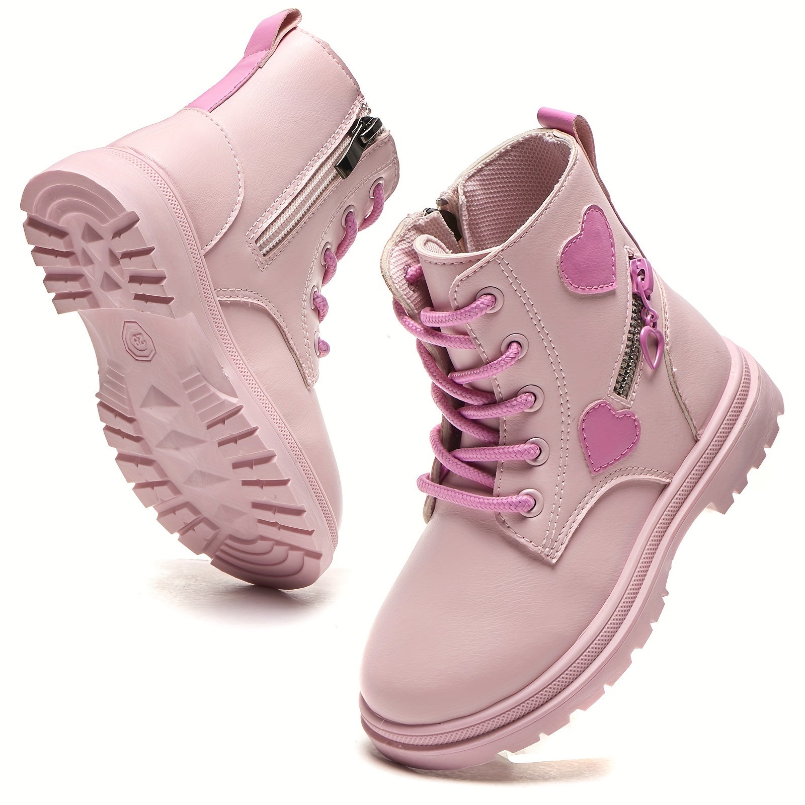 Girls Heart Pattern Casual Boots Lightweight Non-slip Fall Winter