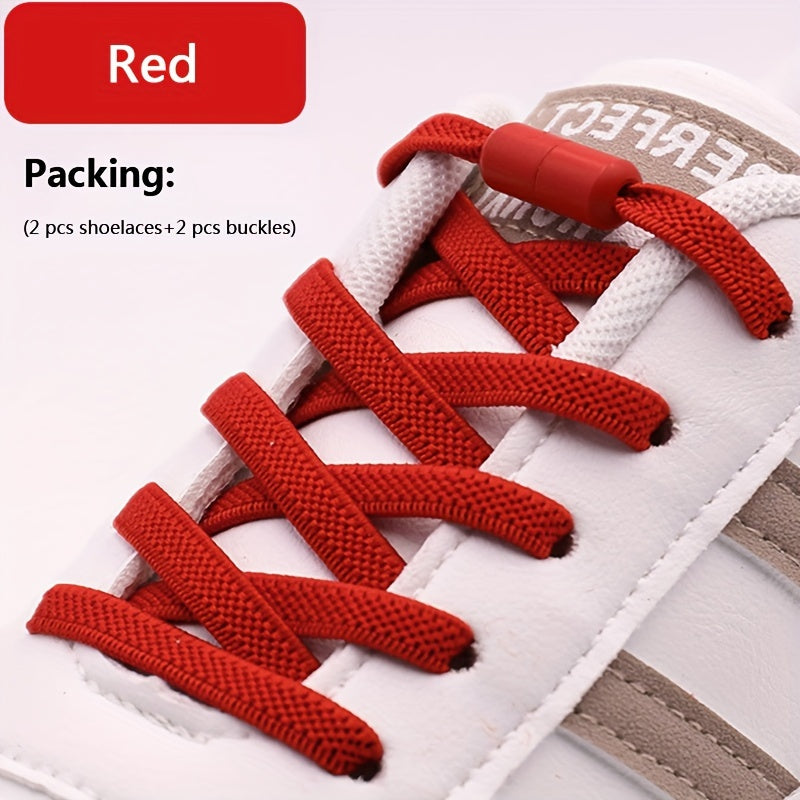 Uniseks elastik No-Tie oyoq kiyimlari rang-barang Lazy Shoe Flat Laces for Sneakers