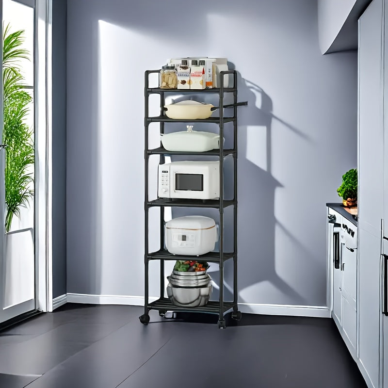 Multi-Functional 6-Tier Metal Rolling Storage Cart for Kitchen Bathroom Living Room