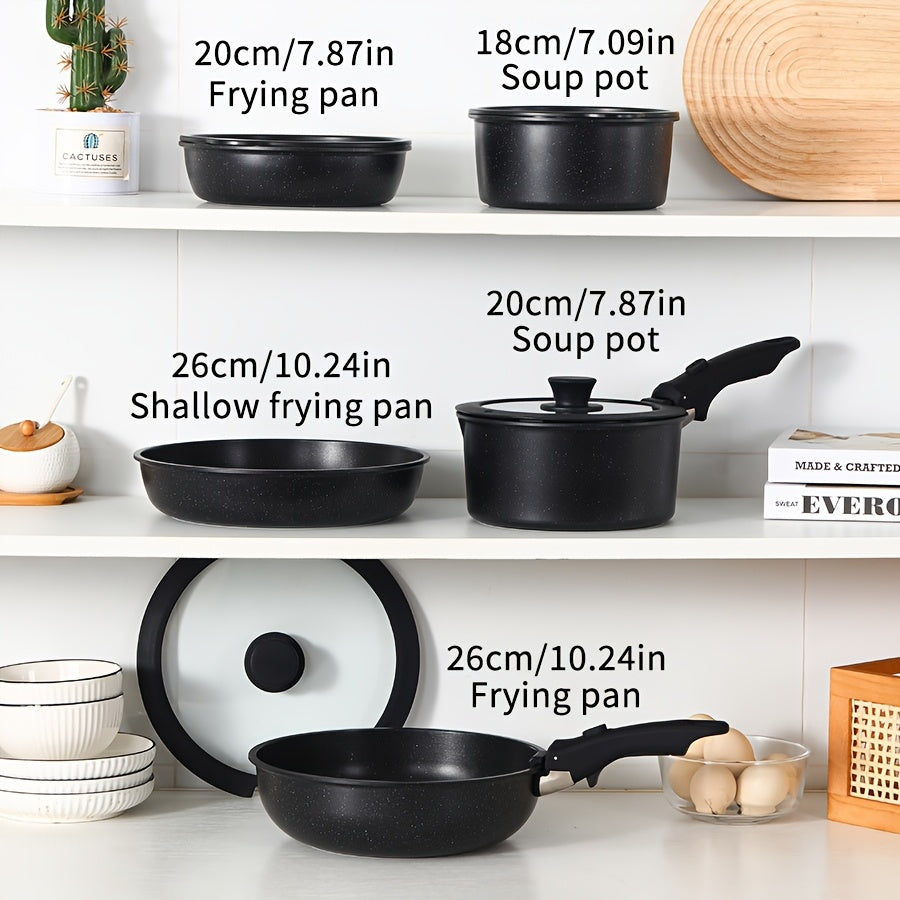 Flexible Aluminum Cookware Set with Detachable Handles for All Stovetops