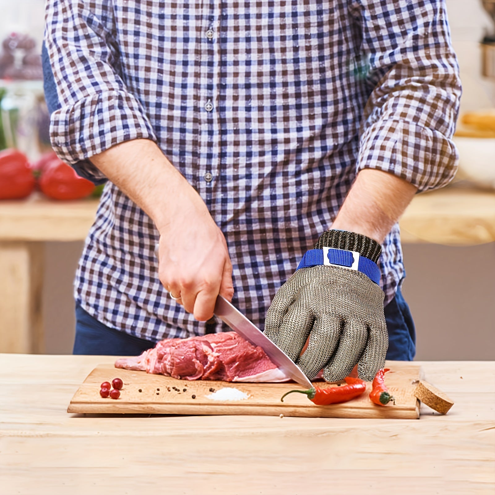 Cut-Resistant Metal Mesh Gloves for Kitchen Food Prep Safety
