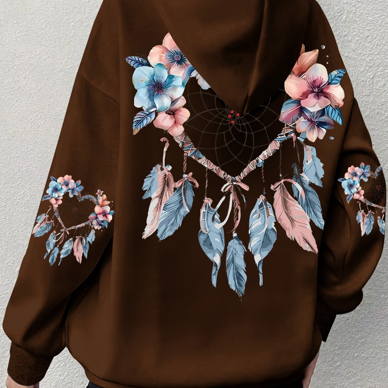 Women's Plus Size Dreamcatcher Hoodie Cozy Long Sleeve Pullover with Pockets