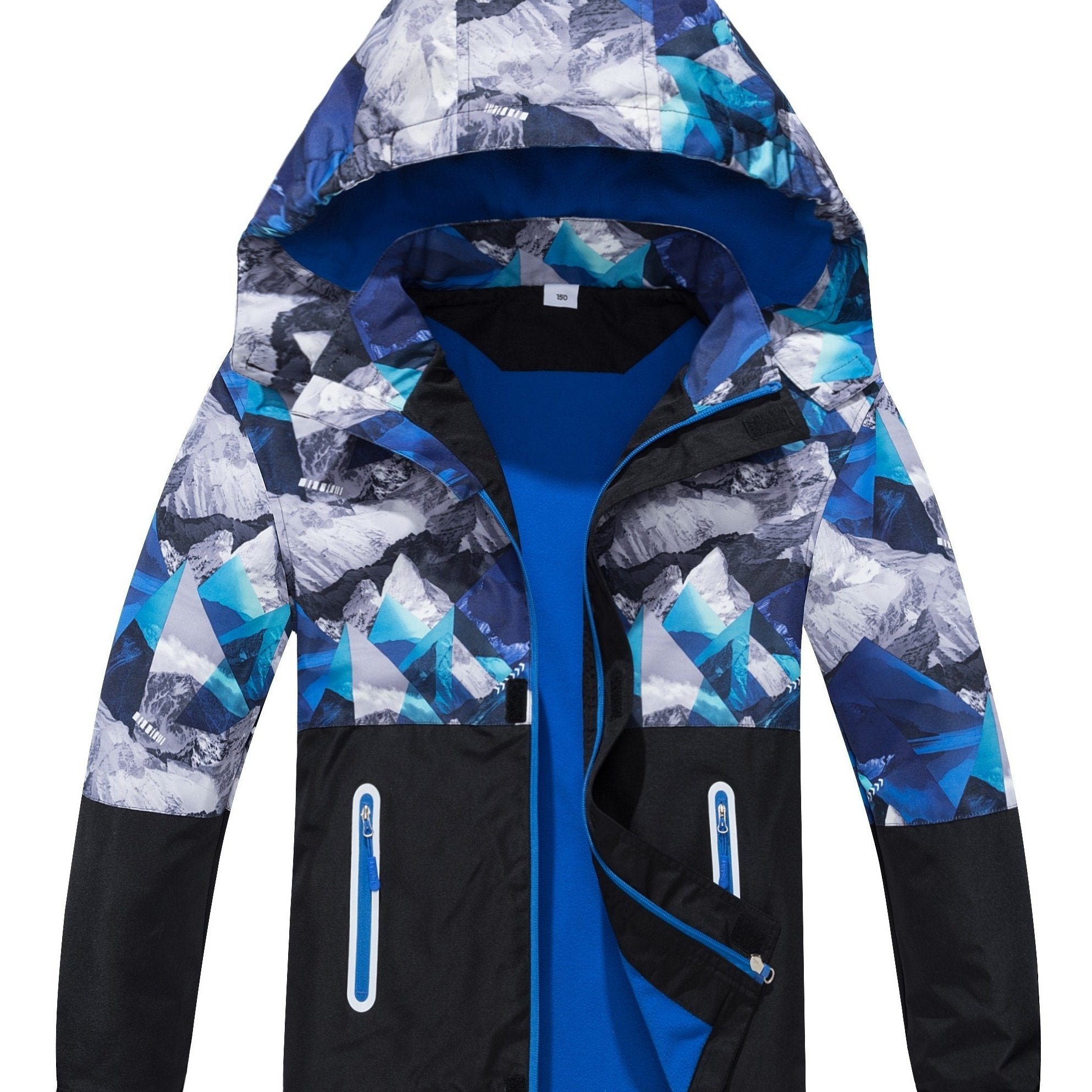 Детский камуфляжный дождевик с съемным капюшоном, флисовая подкладка, водонепроницаемый, легкий